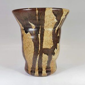 Handmade Vase Stoneware Brown and Sand Color 6"
